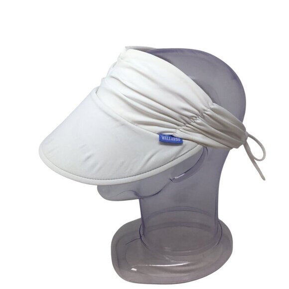 Wallaroo Aqua Visor Sun Hat Lycra Floating White Adjustable Tie Beach Stretch - Picture 1 of 8